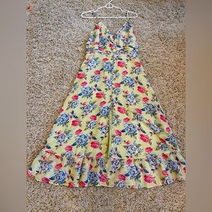 NEW Floral Long maxi dress with front slit.